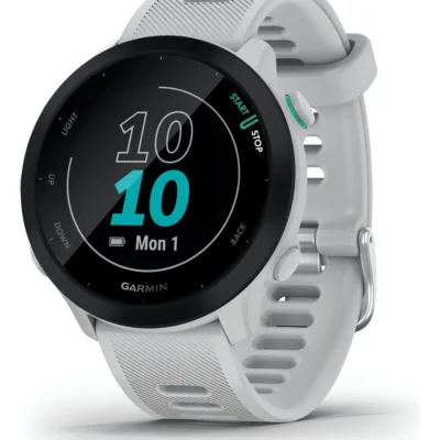 Smartwatch Garmin Forerunner 55, Tela LCD MIP 1.04", Caixa Polímero 42mm, Pulseira Silicone Branca