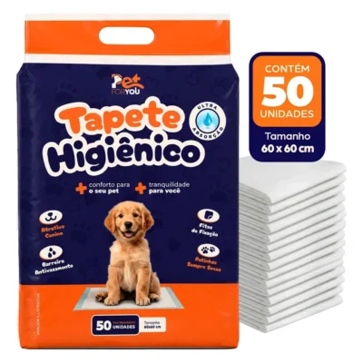 Tapete Higiênico Pet 50 Unidades 60x60 Descartável Cão Gato