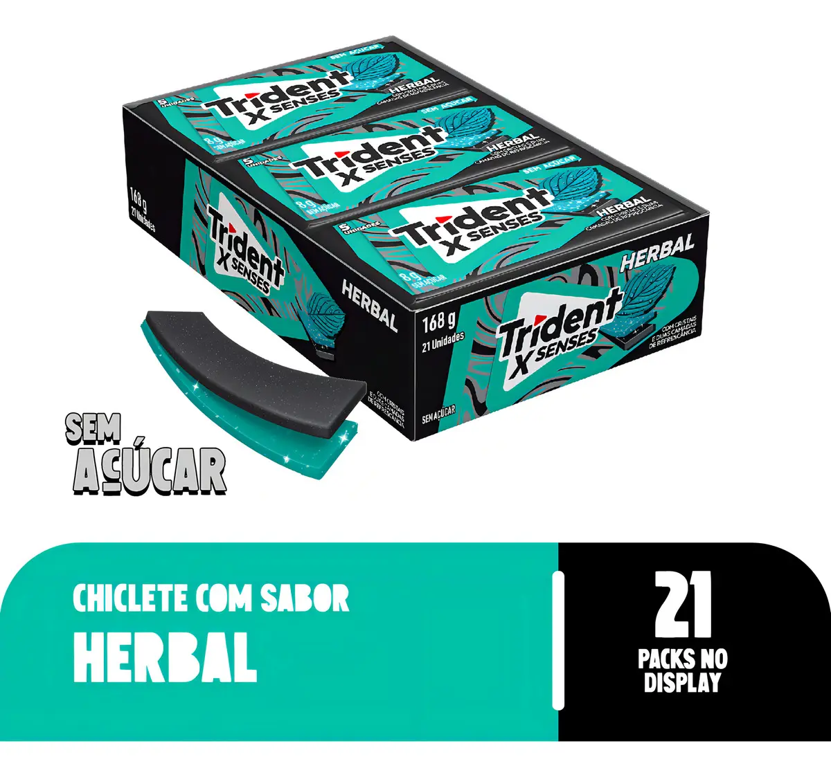 Trident Chiclete Sabor Herbal Sem Açucar - vista lateral - foto 2 de 4