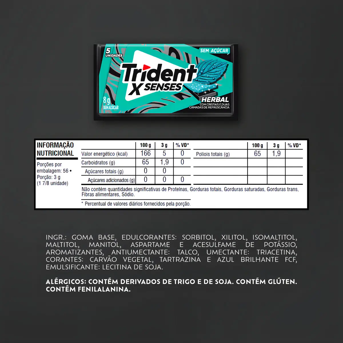 Trident Chiclete Sabor Herbal Sem Açucar - detalhes - foto 3 de 4