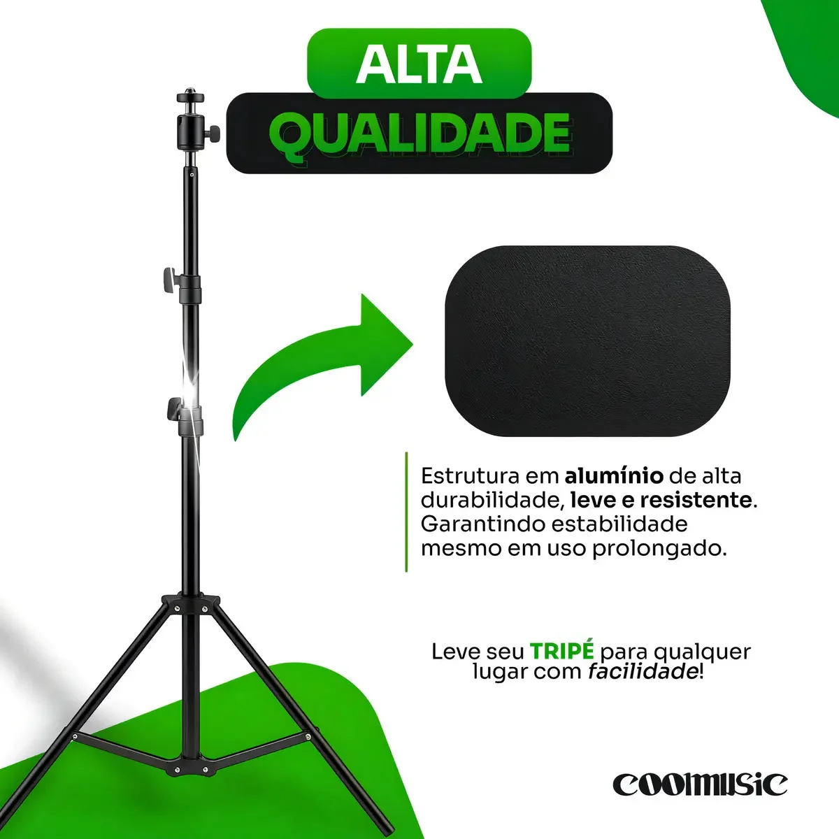 Tripé Profissional Para Celular E Câmera Coolmusic - outro ângulo - foto 4 de 4