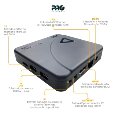 TV Box Proeletronic SmartPro PROSB-3000 4K, com Android 10 e 16GB