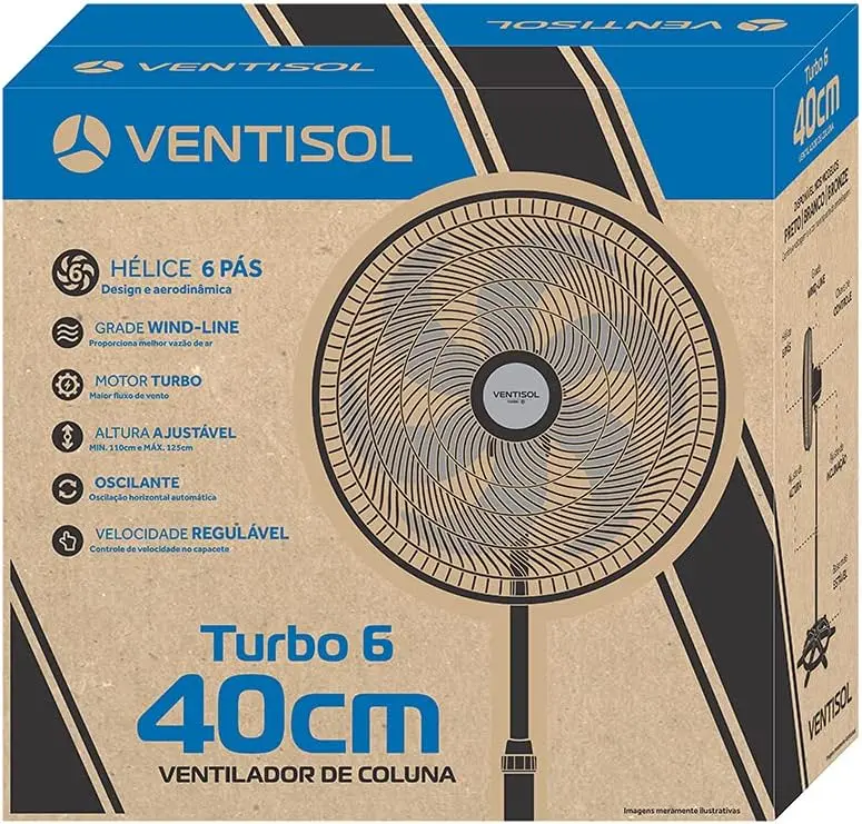 Ventilado De Coluna Turbo 6 Pás Ventisol - embalagem e acessórios - foto 6 de 6