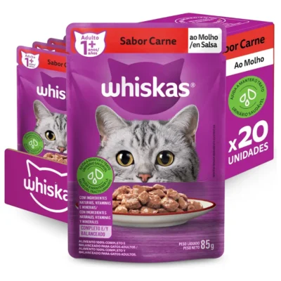 Whiskas Sachê Carne ao Molho para Gatos Adultos KIT 20 unidades de 85 g